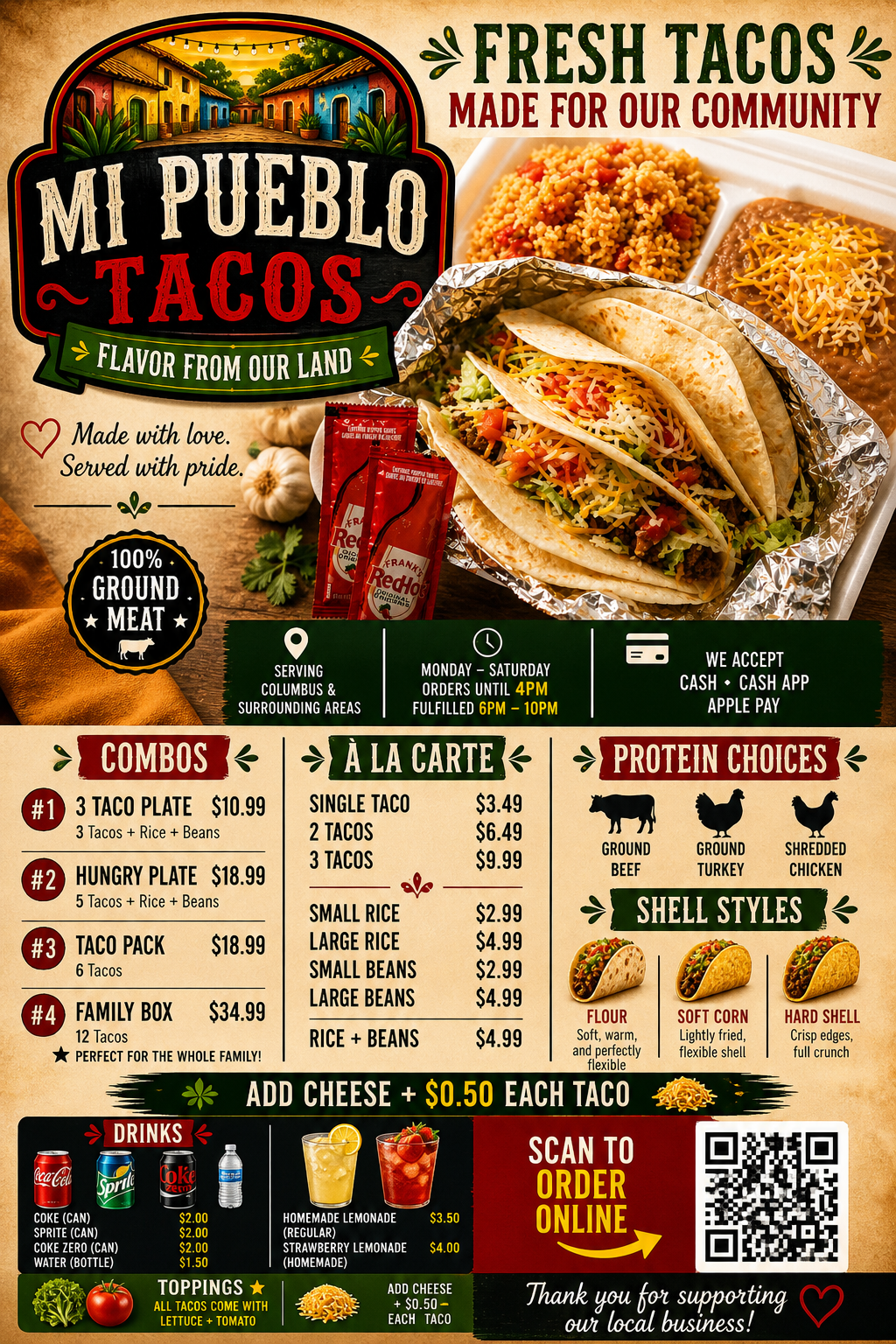 Mi Pueblo Tacos full menu